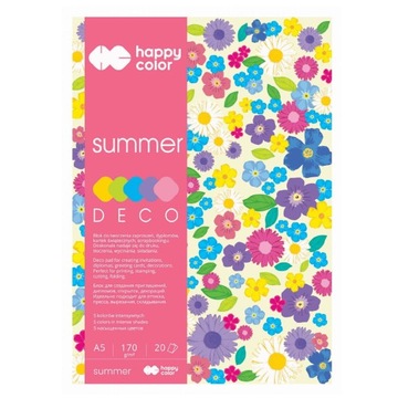 BLOK TECHNICZNY A4 HAPPY COLOR 20 ARKUSZY 5 KOLORÓW 170g/m2 SCRAPBOOKING