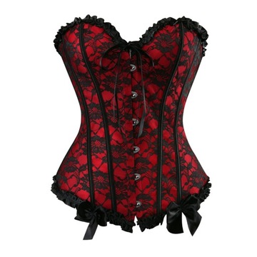 Women Corsets Sexy Floral Trim Lace Up Boned