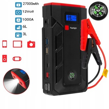 ROZRUSZNIK SAMOCHODOWY AKUMULATOR 12V 27000MAH