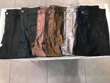 CALZEDONIA (cena z metki 190zł) spodnie skinny elastyczne błyszczące m/38