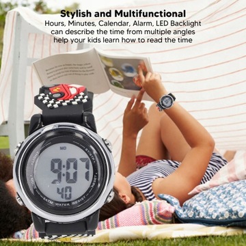 Цифровые часы для мальчиков с героями мультфильмов, водонепроницаемые