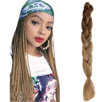 Włosy Syntetyczne Warkoczyki Sztuczne Warkocz Ombre Dredy Długie Brąz Blond
