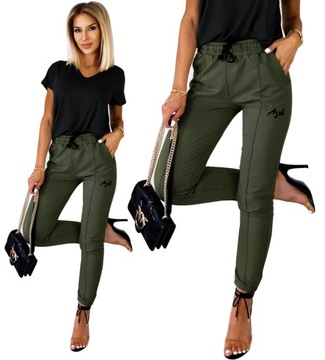 Kobiece SPODNIE DRESOWE ANGEL Wygodne Slim KHAKI
