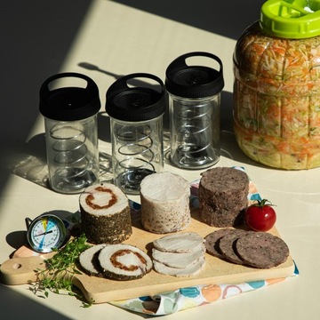 СТЕКЛЯННАЯ ветчинница Набор из 2 шт. + термометр для домашнего мясного ассорти на 900 г мяса