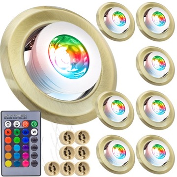 7x RAMKA SUFITOWA ŻARÓWKA LED RGB PILOT STERUJĄCY