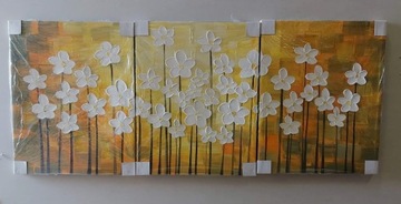 Kwiaty Obraz metoda Premium Print 3x 40 x 50 cm