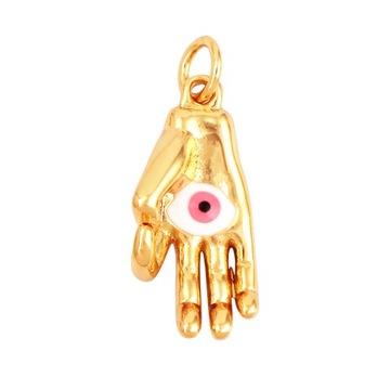 Buddha Hamsha Evil Eye Hand Charm , 18K Real Gold
