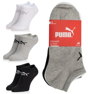 Stopki Puma 3-pack r. 35/38 grey/white/black