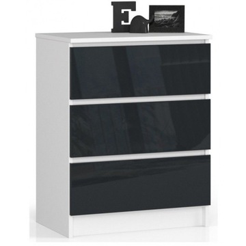 KOMODA SZAFKA MEBLE do SALONU POŁYSK 60cm GRAFIT komoda szafka szuflady