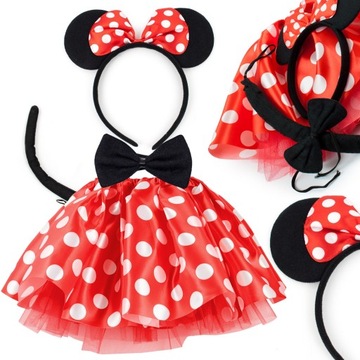 STRÓJ MYSZKA MINNIE MIKI SPÓDNICZKA ogon+ OPASKA