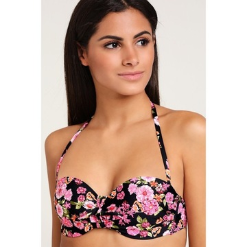 LASCANA CZARNE PIĘKNE BIKINI W KWIATY 38 DÓŁ