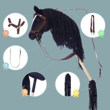 Hobby Horse A3 | Лошадь на палочке | Hoppihorse black | + набор аксессуаров
