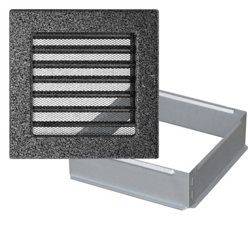 KRATKA KOMINKOWA ŻALUZJA 17x17 CZARNO-SREBRNA