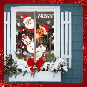 РОЖДЕСТВЕНСКИЕ НАКЛЕЙКИ НА ОКОННОЕ СТЕКЛО РОЖДЕСТВЕНСКИЕ УКРАШЕНИЯ СНЕЖИНКИ ПОДАРОК ​​САНТА-КЛАУСУ