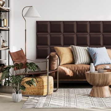 Мягкая стеновая панель Коричневая ЭКО КОЖА 3D 40х40