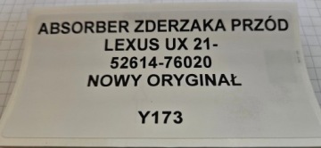 52614-76020, ABSORBER der Stoßstange vorne LEXUS UX 2021- 52614-76020 | thumb 1