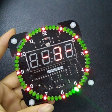 Zegar LED GREEN term, alarm, data +OBUDOWA DIY KIT