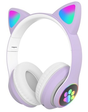 НАУШНИКИ ДЛЯ ДЕТЕЙ BLUETOOTH LED/КОШАЧЬИ УШИ, ФИОЛЕТОВЫЕ/ФИОЛЕТОВЫЕ