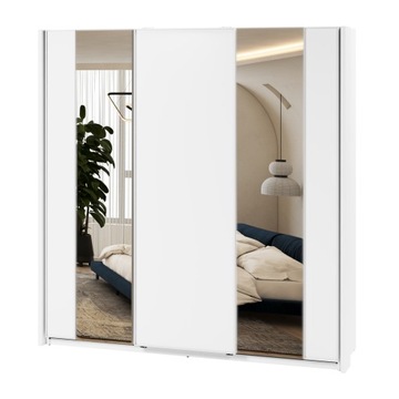 SZAFA wysoka 235cm Z LUSTREM TRZYDRZWIOWA BIAŁA z oświetleniem LED MX-05