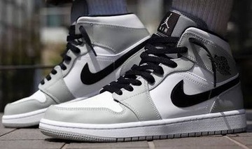 BUTY SPORTOWE NIKE AIR JORDAN 1 RETRO MID LIGHT SMOKE GREY SZARE BIAŁE R 43