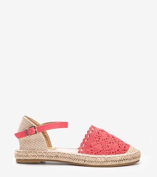 Czerwone espadryle koronkowe damskie buty LX201 11229 rozmiar 39