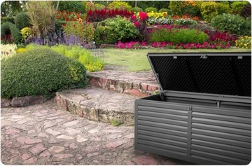 БОЛЬШОЙ САДОВЫЙ ЯЩИК ОБЪЕМОМ 390 Л ДЛЯ ХРАНЕНИЯ ИНСТРУМЕНТОВ ДЛЯ ДОМАШНЕГО САДА