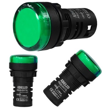 LAMPKA KONTROLKA STEROWNICZA LED 230V 22MM ZIELONA