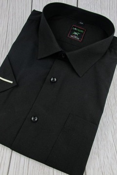 Koszula Męska gładka czarna z krótkim rękawem K942