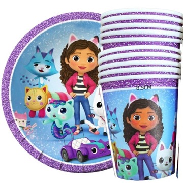 НАБОР ТАРЕЛОК КРУЖКИ Кошачий домик Габи ДЕНЬ РОЖДЕНИЯ x20