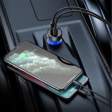 Автомобильное зарядное устройство Baseus 65 Вт USB / USB C 5A SCP ЖК-дисплей для ноутбука
