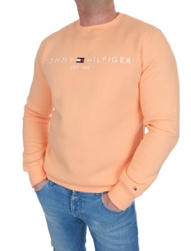 BLUZA TOMMY HILFIGER MĘSKA DUŻE LOGO KLASYCZNA BRZOSKWINIOWA XL