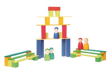 Деревянные кубики разноцветные ПАЛОЧКИ 6+ GRIMM'S