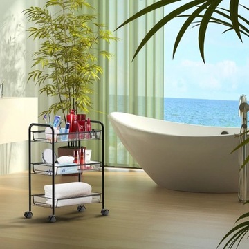 Мобильная полка Halsen, 3 уровня, черный