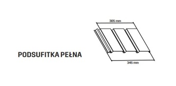 KROP PODSUFITKA PEŁNA PVC dł. 1,5 m GRAFIT TRZYPANELOWA