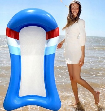 MATERAC DMUCHANY PŁYWAJĄCY PONTON LEŻANKA hamak wodny niebieski /czerwony