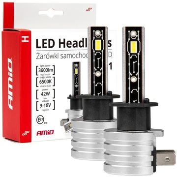 H1 LED ŻARÓWKI RETROFIT DO SAMOCHODU 6500K ZIMNA BIEL MINI KOMPAKTOWE KPL.