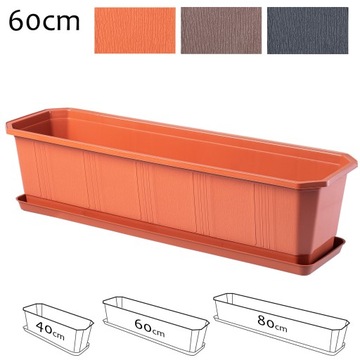 БАЛКОННЫЙ ЦВЕТОЧНЫЙ ГОРШОК С ПОДСТАВКОЙ 60 СМ ЦВЕТА