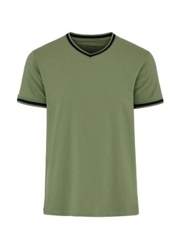 OCHNIK Zielony t-shirt męski w serek TSHMT-0069-50 r. 2XL