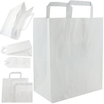 TORBA PAPIEROWA BIAŁA 26x14x30cm DO SKLEPU 250szt