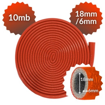 ИЗОЛЯЦИЯ ИЗОЛЯЦИЯ ДЛЯ ТРУБ PEX УГЛЕРОДНАЯ МЕДЬ FI 18/6мм КРАСНЫЙ КРУГ 10м