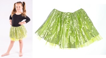 SPÓDNICZKA TIULOWA TUTU CEKINY JASNA ZIELONA 30 CM