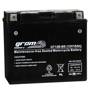 AKUMULATOR GROM GT12B-BS MT12B-BS YT12B-BS ET12B-BS 12V 10Ah 180A KATOWICE