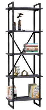 REGAŁ METALOWY NA KSIĄŻKI LOFT INDUSTRIALNY RUSTYKALNY 60cm ELSTON Antracyt