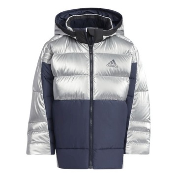 DZIECIĘCA KURTKA CIEPŁA PUCHOWA ZIMOWA ADIDAS BŁYSZCZĄCA ODBLASKOWA ZIMOWA