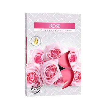 BISPOL AURA Podgrzewacze świeczki tealight RÓŻA, 6 szt