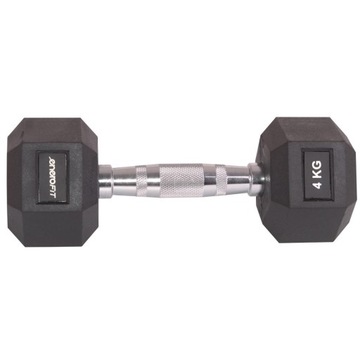 Profesjonalna Hantla Gumowana HEXAGONALNA 4 kg - Stalowy Uchwyt
