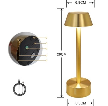 БЕСПРОВОДНАЯ АККУМУЛЯТОРНАЯ НАСТОЛЬНАЯ ЛАМПА GOLD USB