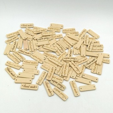 4x50 Piece Handmade Label Drewniane guziki Tagi do