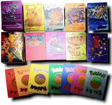 Kolorowe KARTY POKEMON 55 KART kolekcjonerskie MIX