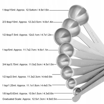 Мерные стаканчики Набор из 8 мерных ложек, стаканчиков и мерных стаканчиков.